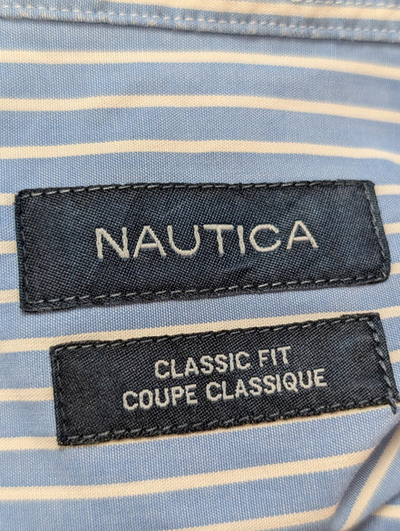 Chemise Nautica à Rayures Bleues & Blanches - Taille M
