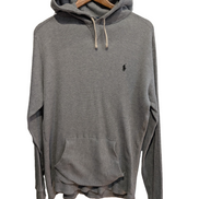 Sweat à capuche Polo Ralph Lauren M gris chiné logo noir coton hoodie