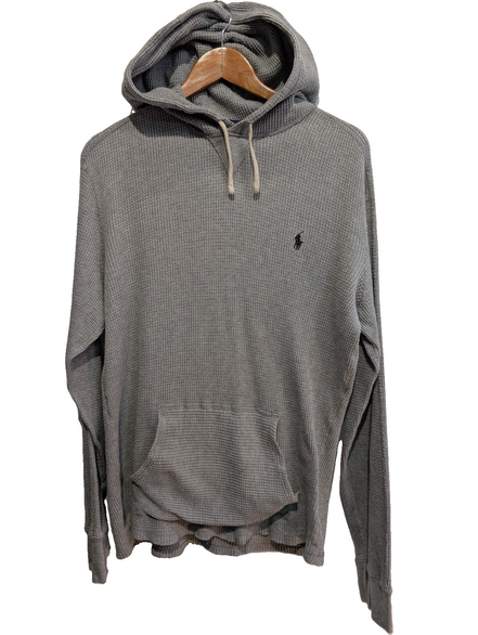 Sweat à capuche Polo Ralph Lauren M gris chiné logo noir coton hoodie