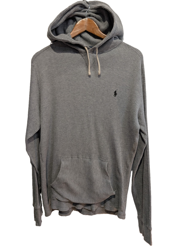 Sweat à capuche Polo Ralph Lauren M gris chiné logo noir coton hoodie
