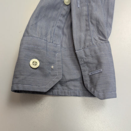 Chemise Nautica L Bleue Rayures 2 Poches 100% Coton Manches Longues