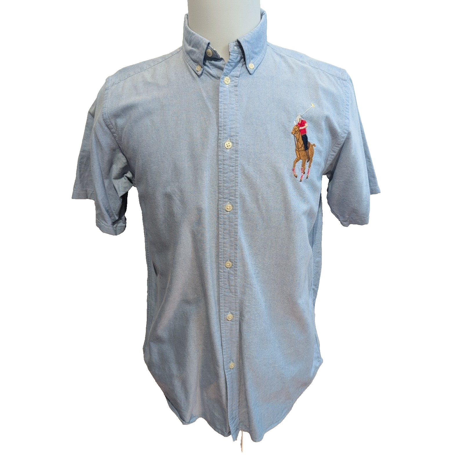 Chemise Ralph Lauren XL 18-20 Ans Bleu Big Pony Manches Courtes