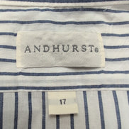 Chemise Andhurst XL Blanc Rayures Bleues 60% Coton Manches Courtes