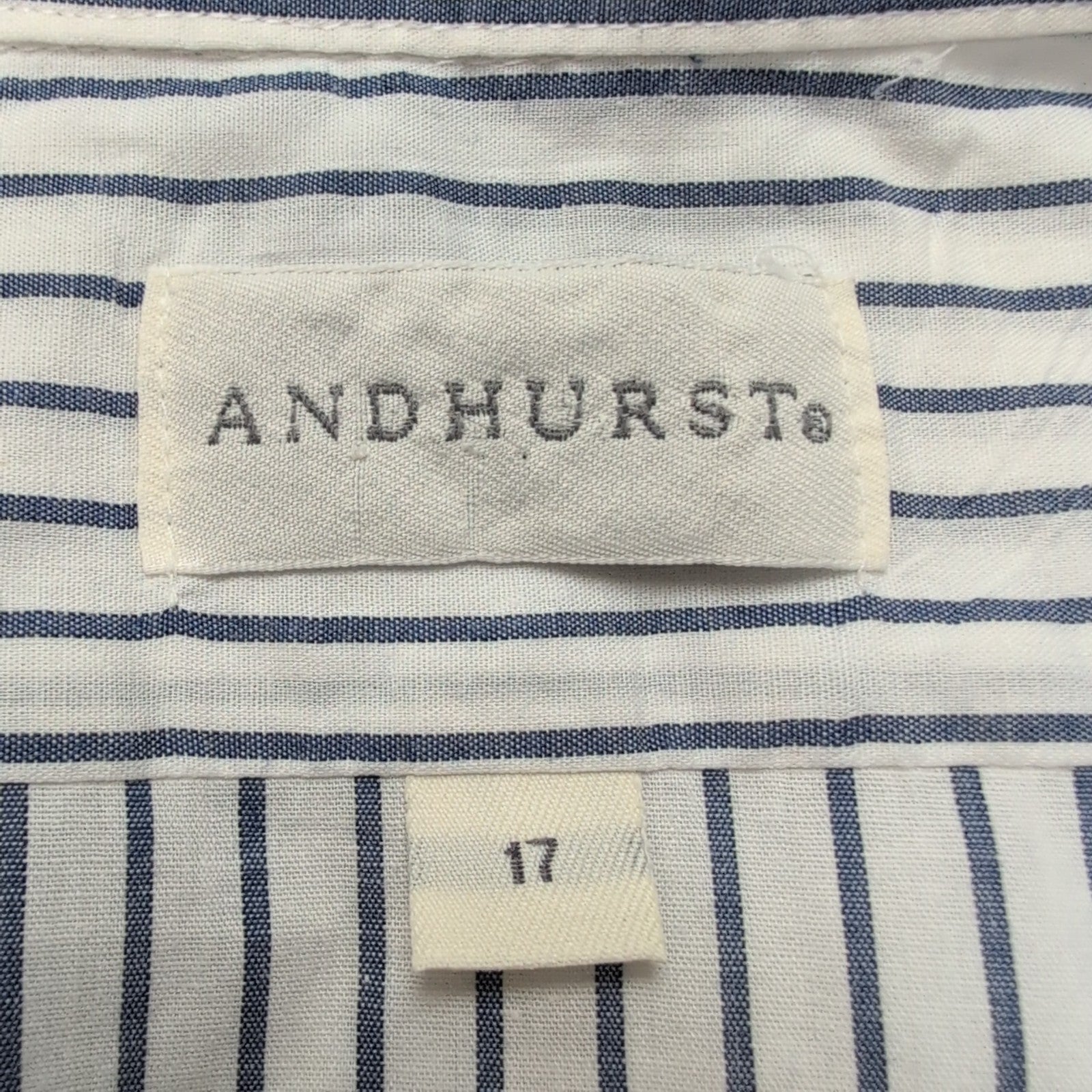 Chemise Andhurst XL Blanc Rayures Bleues 60% Coton Manches Courtes