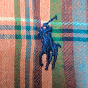 Chemise Ralph Lauren M Carreaux Orange Vert Coton Button Down Neuve Étiquette