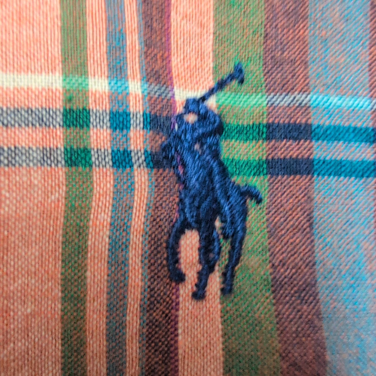 Chemise Ralph Lauren M Carreaux Orange Vert Coton Button Down Neuve Étiquette
