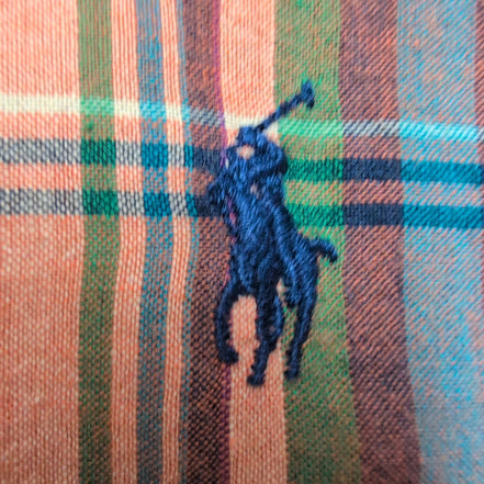 Chemise Ralph Lauren M Carreaux Orange Vert Coton Button Down Neuve Étiquette