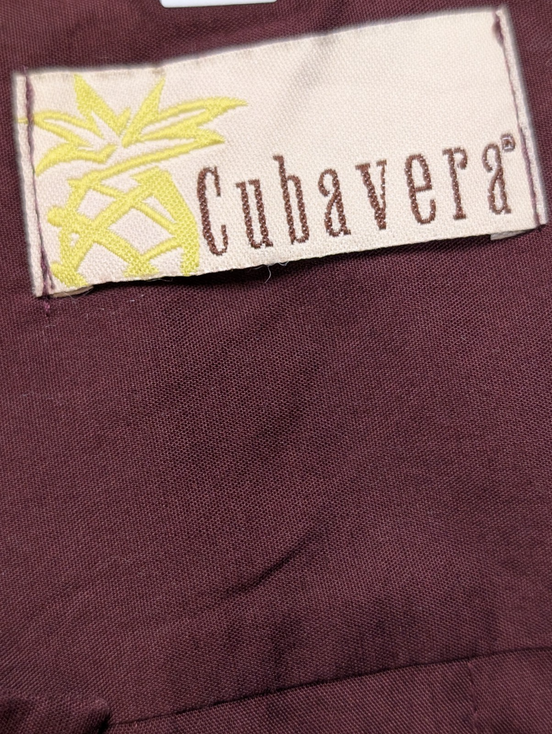 Chemise Style Cubain Cubavera Bordeaux - Broderies & 4 Poches - Taille L