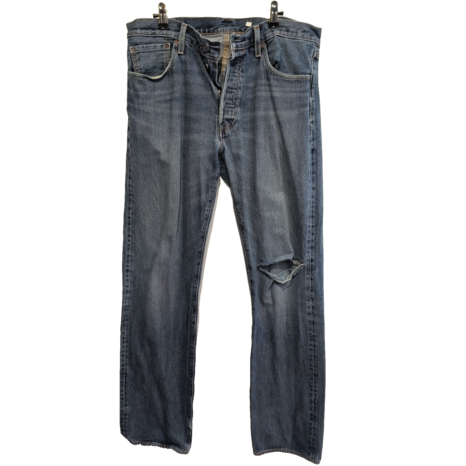 Levi’s 501 Jean Homme W33 L34 Bleu Grunge Vintage Pantalon Bouton