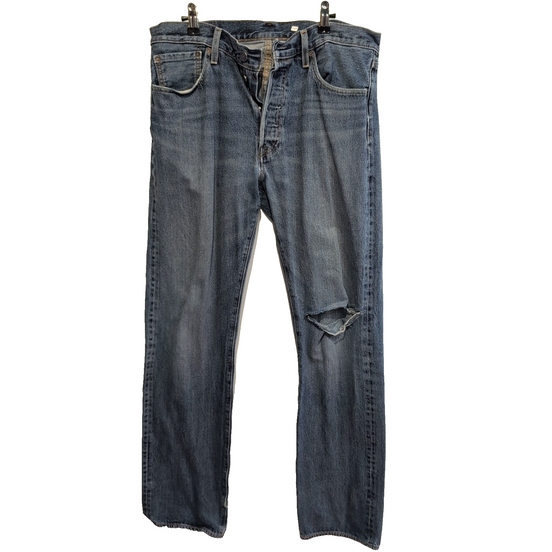 Levi’s 501 Jean Homme W33 L34 Bleu Grunge Vintage Pantalon Bouton