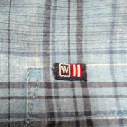 Chemise Wrangler Jeans Co Bleu à carreaux Taille L 100% Coton Manches courtes P