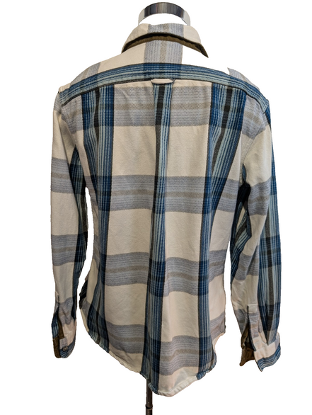 EDDIE BAUER Flanelle Bleu Blanc M Comme Neuve TACHE MINIME Coton Épais | 327S