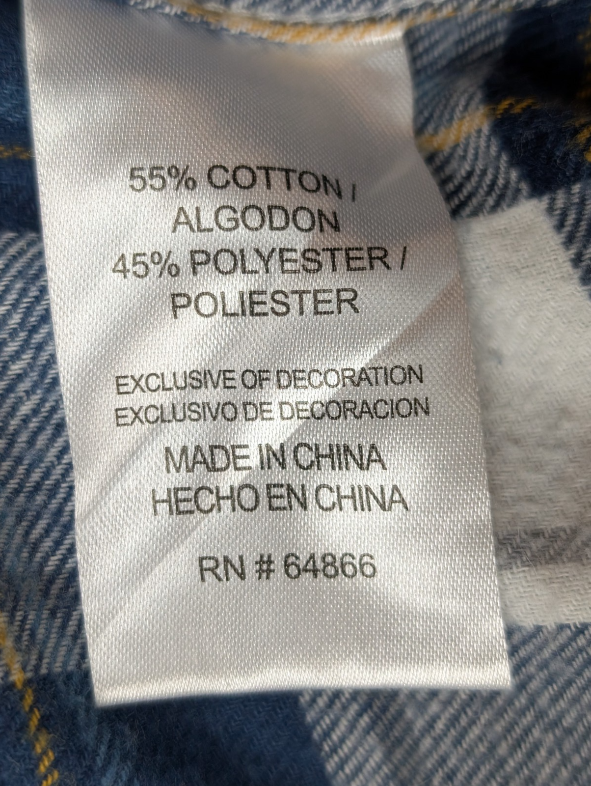 👖 Chemise LEE S Flanelle Poly-Coton Carreaux Bleu Jaune |299S
