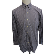 Chemise Ralph Lauren M L Bleue Fins Carreaux Coton Manches Longues
