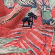 Chemise Hawaïenne Caribbean Joe Rayon Rouge Clair & Fleurs Vertes - Taille M