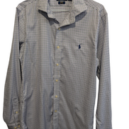 Chemise Ralph Lauren violet petits carreaux logo marine taille M / L #2558