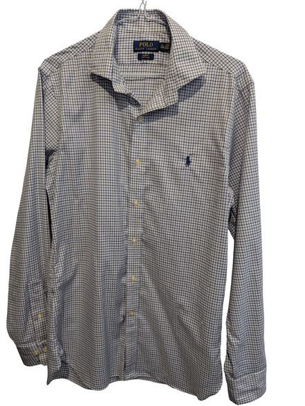 Chemise Ralph Lauren violet petits carreaux logo marine taille M / L #2558