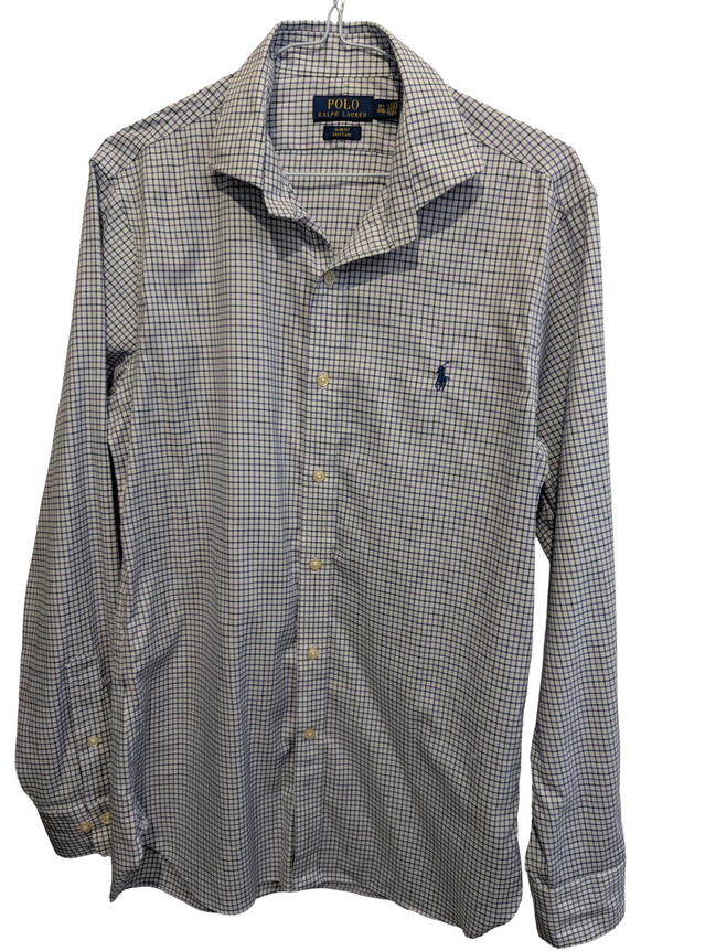 Chemise Ralph Lauren violet petits carreaux logo marine taille M / L #2558