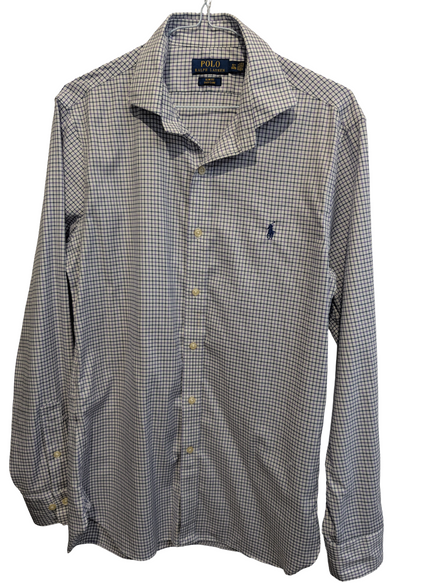Chemise Ralph Lauren violet petits carreaux logo marine taille M / L #2558