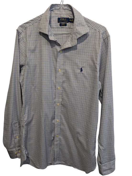 Chemise Ralph Lauren violet petits carreaux logo marine taille M / L #2558