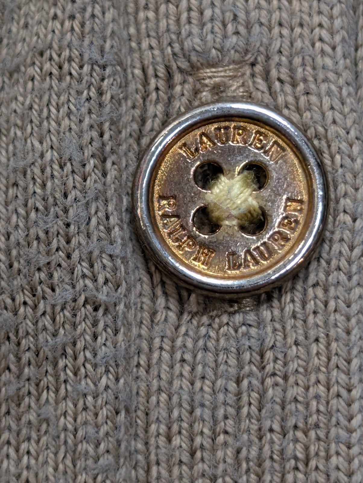 Gilet Lauren Ralph Lauren Femme Kaki Boutons Or Gravés - Taille S