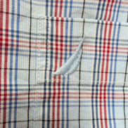 Chemise Nautica Taille L Bleue Rouge à Carreaux 100% Coton Manches Longues