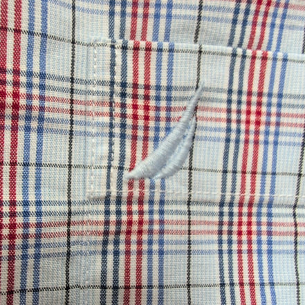 Chemise Nautica Taille L Bleue Rouge à Carreaux 100% Coton Manches Longues