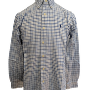 Ralph Lauren Chemise Homme S Bleu Blanc Gingham Manches Longues Logo Bleu Marine