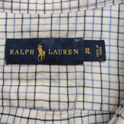 Chemise Ralph Lauren XL Blanche Carreaux Bleu Noir Logo Marine Button Down Shirt