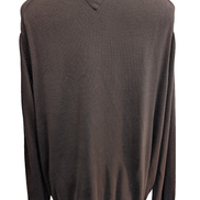 Pull Tommy Hilfiger Col V Marron Logo Brodé - Taille 3XL (XXL TG)