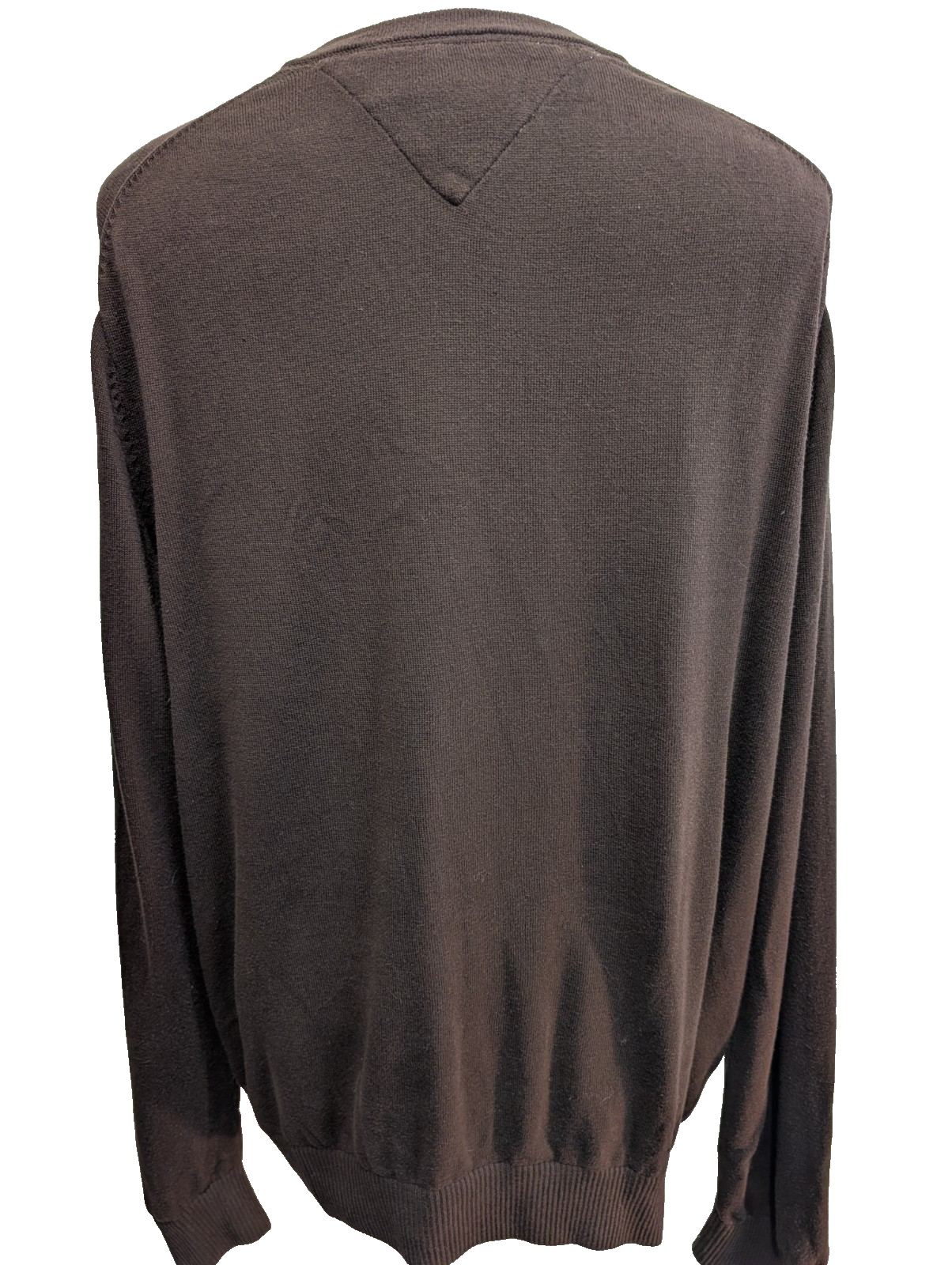 Pull Tommy Hilfiger Col V Marron Logo Brodé - Taille 3XL (XXL TG)