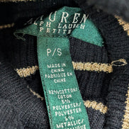 Pull Ralph Lauren (Lauren) Femme S Col Roulé Noir Doré Boutons Métal Chic 🏷️