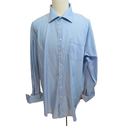 Chemise Nautica Bleu Clair Rayures Gaufrées Poignets Mousquetaires XXL