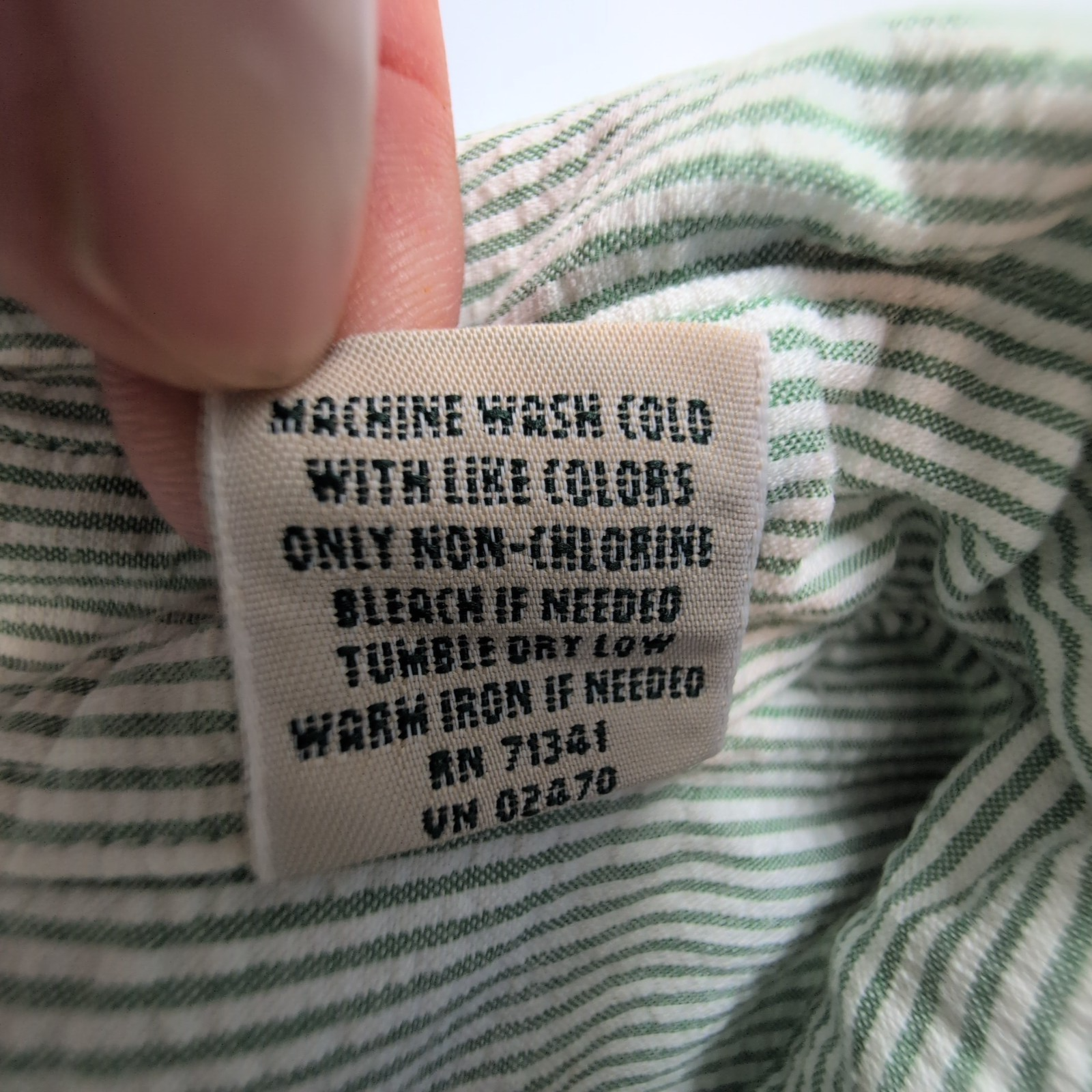Chemise L.L. Bean à rayures vertes manches courtes taille M #112e