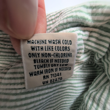 Chemise L.L. Bean à rayures vertes manches courtes taille M #112e