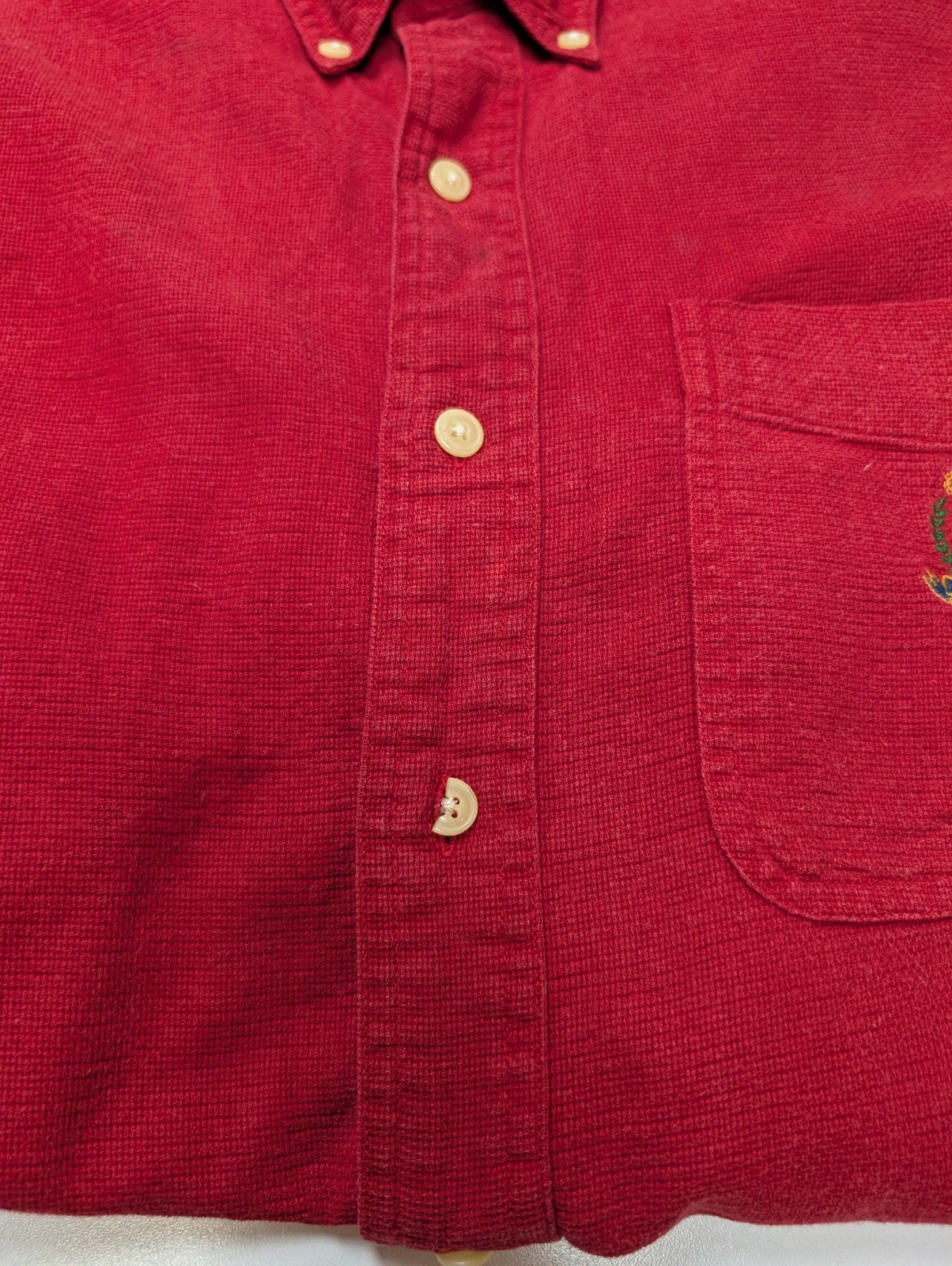 Chemise CHAPS rouge uni manches courtes taille M logo brodé 1 poche homme