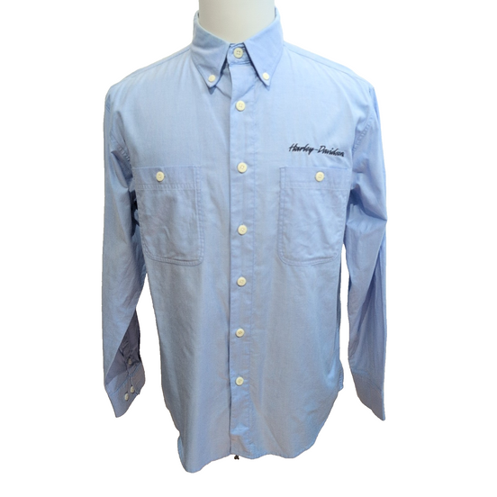 Chemise Harley Davidson M Bleu Logo Manche Brodé 2 Poches manches longues