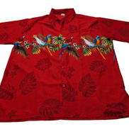 Chemise hawaïenne Terivoile rouge perroquet manches courtes taille L