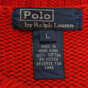 Pull POLO Ralph Lauren Rouge Logo Marine Made in Hong Kong - Taille S