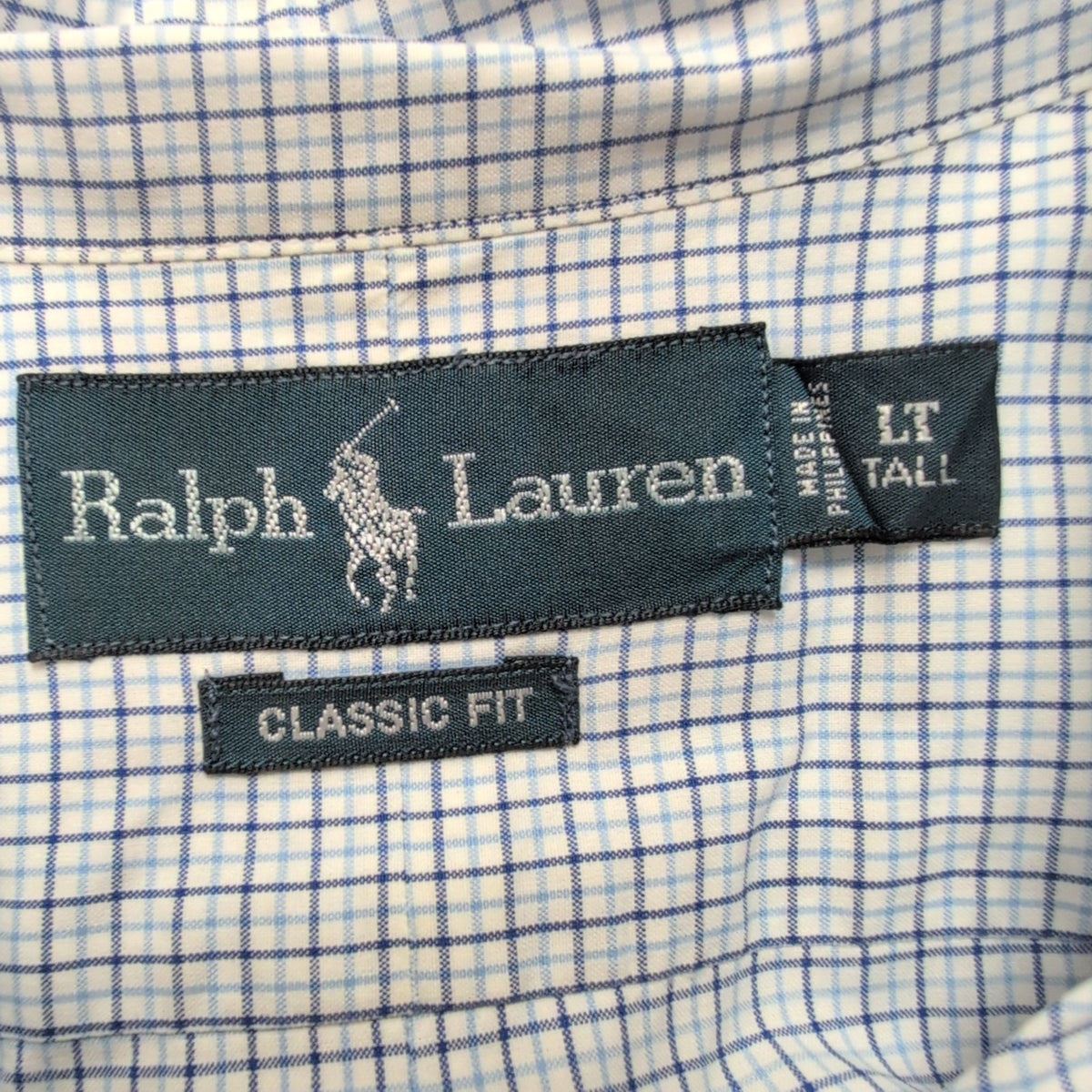 Chemise Ralph Lauren XL LT Bleue Carreaux Classic Fit Shirt Button Down Coton