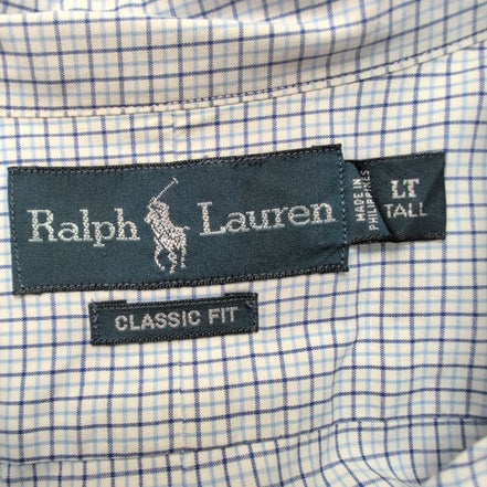 Chemise Ralph Lauren XL LT Bleue Carreaux Classic Fit Shirt Button Down Coton