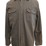 Chemise LEVI'S Vintage Kaki Coton Épais Boutons Métal M. Longues Taille L