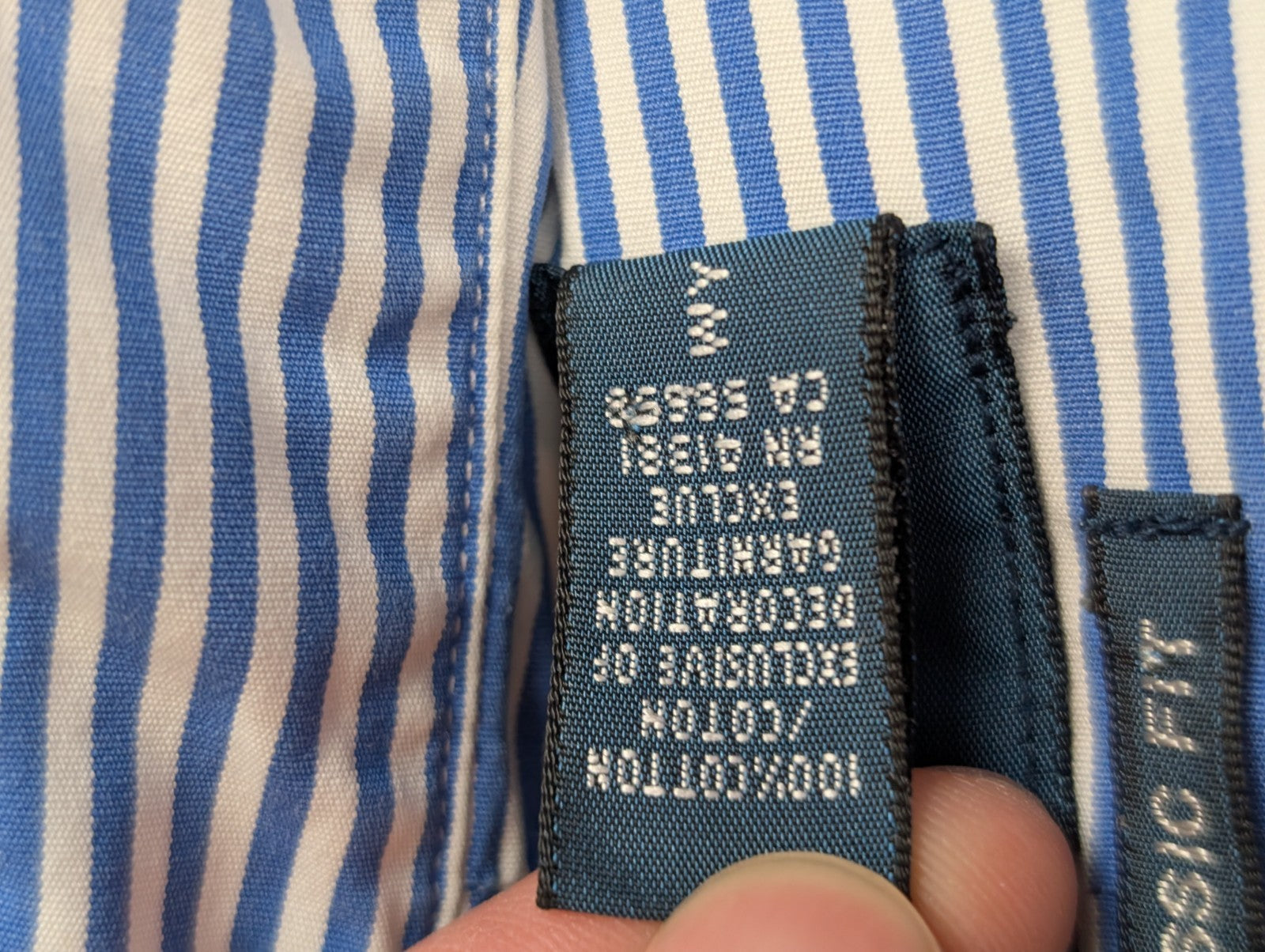 Chemise Ralph Lauren bleue à rayures longue logo jaune taille L Long #2497