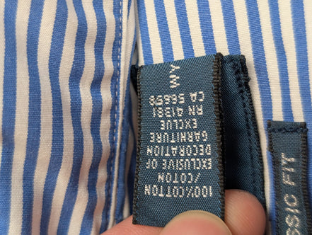 Chemise Ralph Lauren bleue à rayures longue logo jaune taille L Long #2497