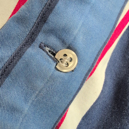 Chemise Ralph Lauren Blair M Rayures Bleu Blanc Rouge Logo Rouge