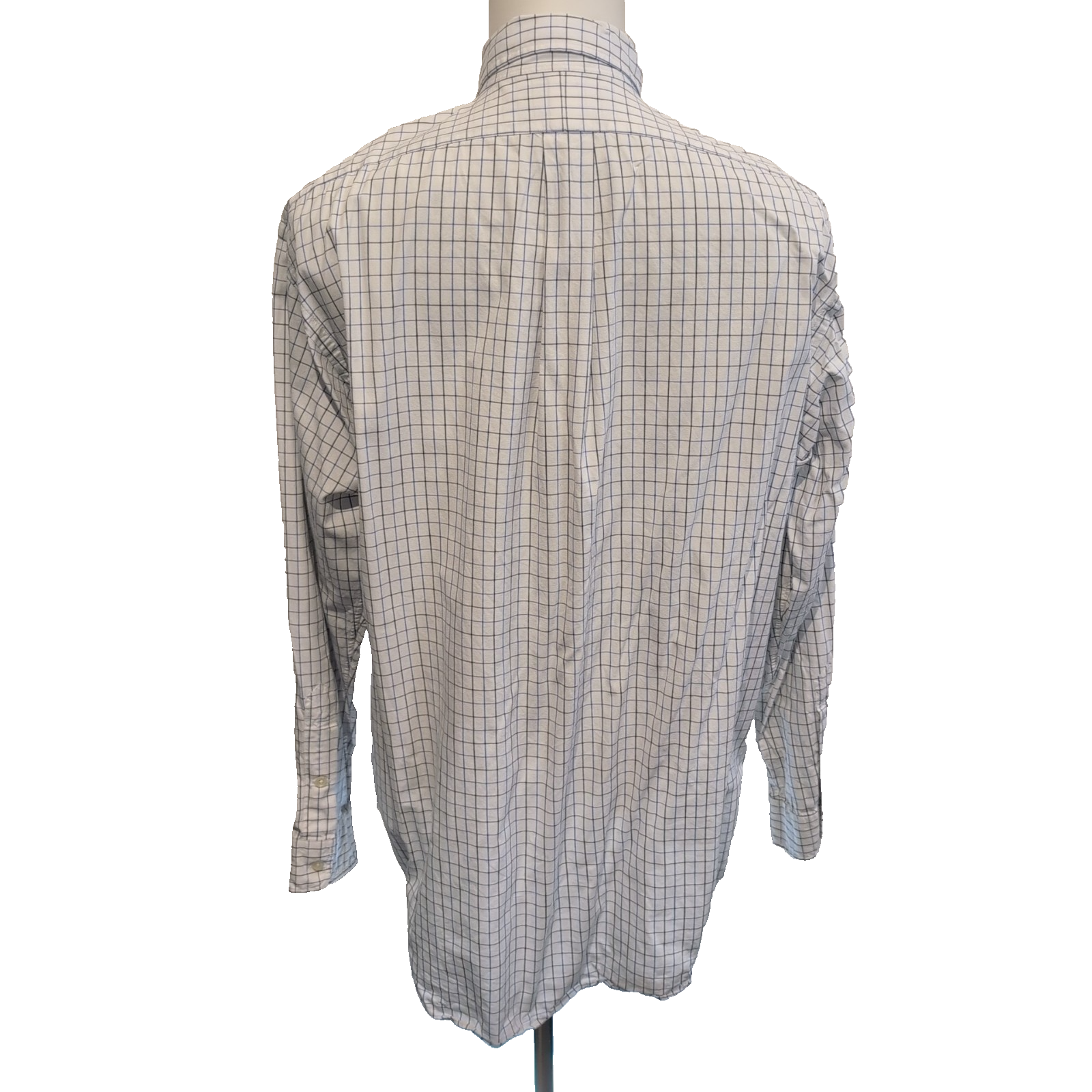 Chemise Ralph Lauren L Blake Blanche Carreaux Bleu Noir 100% Coton