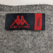 Pull Kappa Col V 100% Laine Gris Uni Vintage Femme Taille S