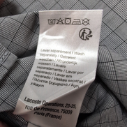 Chemise Lacoste 41 L Slim Fit Gris Carreaux Logo Brodé manches longues