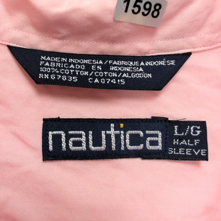 Chemise Nautica L Rose Pâle Half Sleeve 100% Coton Logo Brodé Poche
