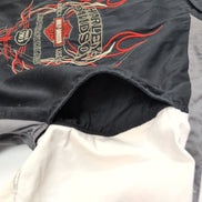 Chemise Harley Davidson L Noire Orange Flamme Brodée Dos 100% Coton